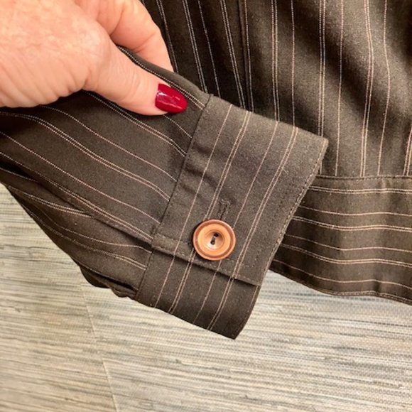 EMMA JAMES - Size XL 14/18  - Two Piece Pin Stripe Brown Career Pant Suit - EUC! - Picture 8 of 13